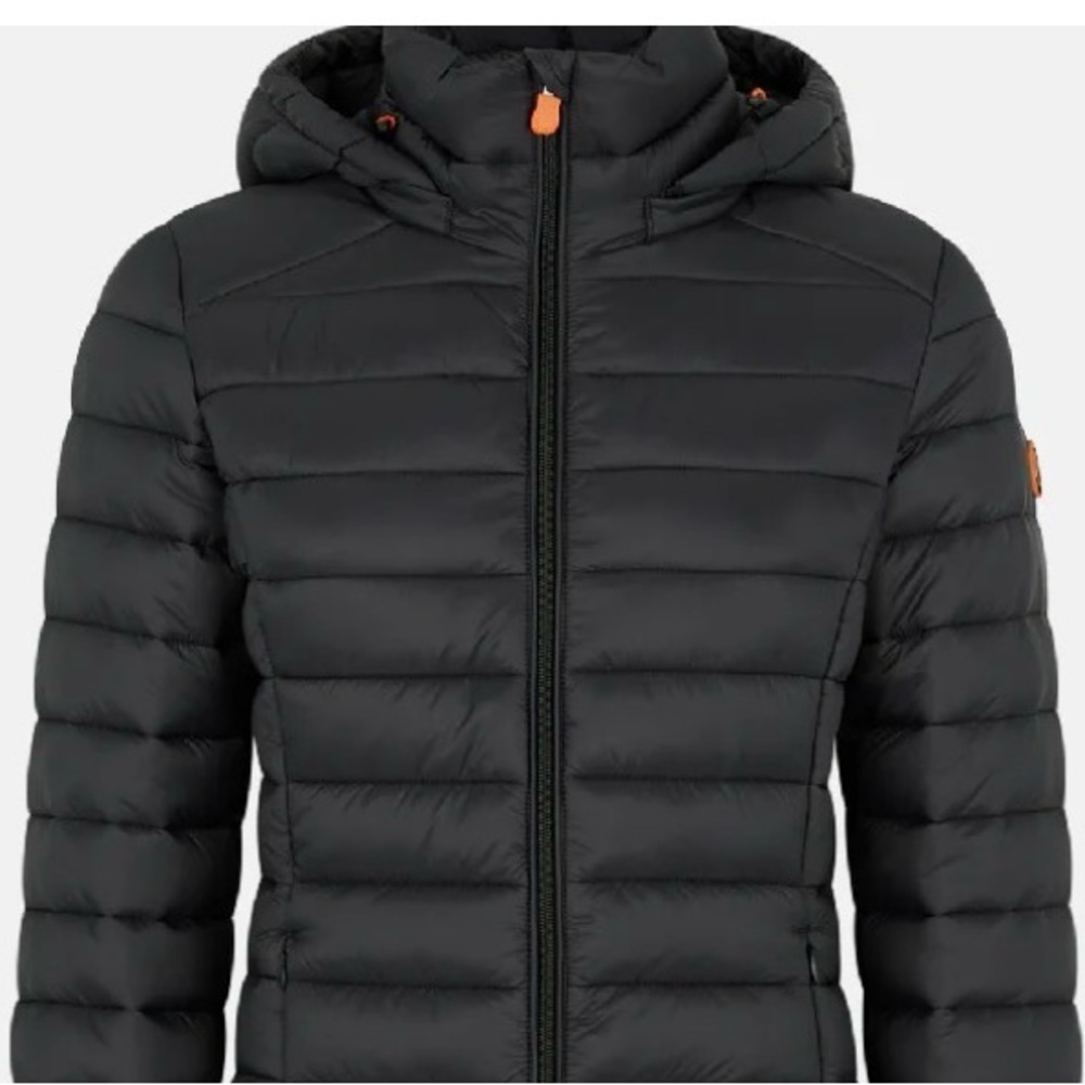 SAVE THE DUCK Black Ultra Light Jacket with Orange Details size 2/M